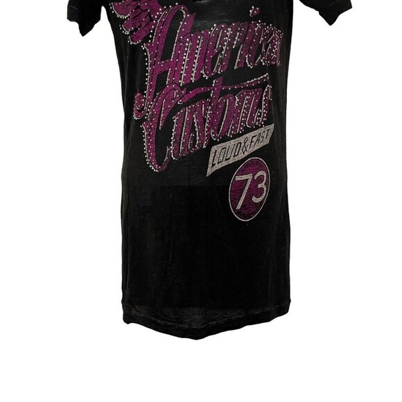 Affliction American Graphic Rhinestone Studded Speedway Burnout VNeck Tshirt Top - Picture 5 of 6
